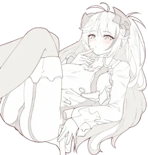 😍 Anime, Garota, Esboço, Bonito, Ilustração, Personagem whatsapp sticker