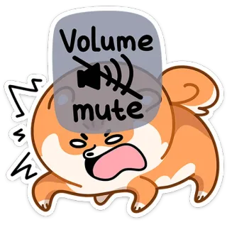 🤬 Volume mute 개, 음소거, 볼륨, 동물, 만화, 스티커 telegram sticker