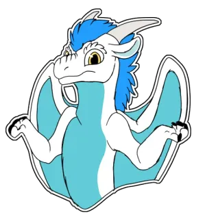😕 dragão, fantasia, fofo, animal, criatura, branco, azul telegram sticker