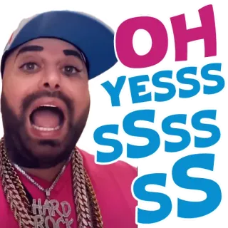 👍 OH YESSSS мужчина, да, взволнованный, цепь, открытый рот whatsapp sticker