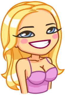 😄 Cartoon, Blond, Frau, Lächeln, Figur, Sticker whatsapp sticker