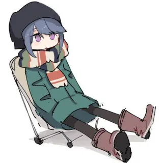 🏕 Rin Shima Yuru Camp Anime, Campeggio, Rilassante, Carino, Sciarpa, Personaggio, Yuru Camp telegram sticker