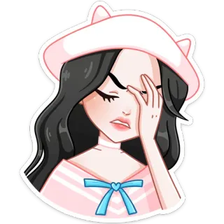 🤦‍♀ 여자, 소녀, 좌절, 얼굴 감싸기, 만화, 스티커, 분홍색 telegram sticker