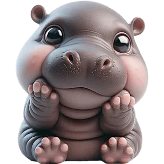 ☺️ kuda nil, imut, binatang, kartun, bayi, menggemaskan telegram sticker