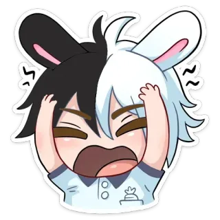 🙅‍♂ 치비, 애니메이션, 만화, 캐릭터, 토끼, 귀여운, 좌절한, 표현력 있는 telegram sticker