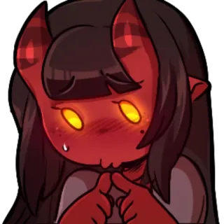 😥 démon, fille, timide, mignon, animé telegram sticker
