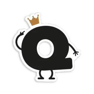👸 number, nine, crown, character, black, white, sticker telegram sticker