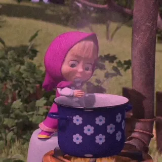 🥕 Masha Masha and the Bear dessin animé, cuisine, fille, animation, russe whatsapp sticker