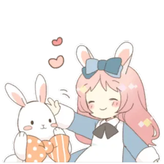 😊 кролик, аниме, милый, каваий, мультфильм, зайчик, персонаж telegram sticker