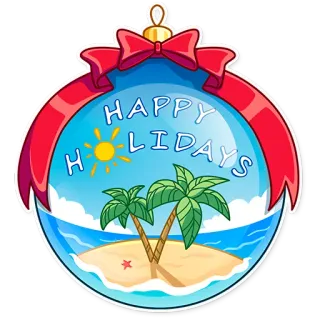 🏝 Happy Holidays holiday, Christmas, ornament, beach, island, tropical telegram sticker