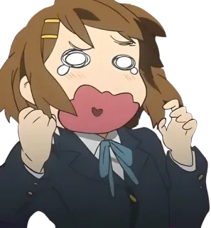 😨 Yui Hirasawa K-On! Anime, K-On, Yui Hirasawa, Mignon, Dessin animé, Pleurs whatsapp sticker