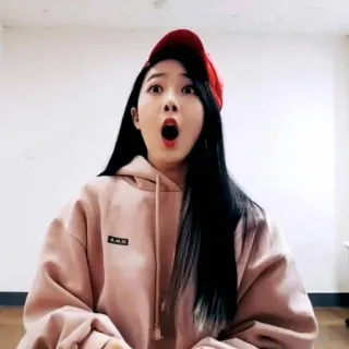 😯 A.M.D Frau, Kapuzenpullover, überrascht, geschockt, koreanisch whatsapp sticker