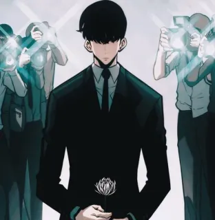 🧬 anime, man, suit, flower, sung jinwoo, solo leveling, black hair telegram sticker