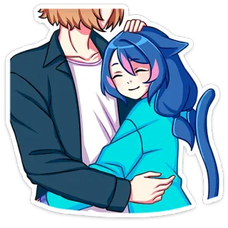 🤗 애니메이션, 커플, 포옹, 귀여운, 만화, 스티커 telegram sticker
