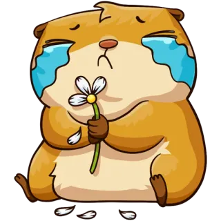 😭 Hamster, weinen, Blume, traurig, Tränen, Emotion telegram sticker