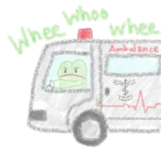 🚑 Ambulance Ambulância, Médico, Emergência, Sapo, Desenho animado telegram sticker