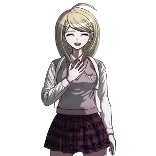 😄 Kaede Akamatsu Danganronpa V3: Killing Harmony Аниме, Персонаж, Школьная форма, Улыбка, Каэдэ Акамацу, Danganronpa telegram sticker