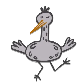 😉 uccello, gru, cartone animato, animale, carino, divertente telegram sticker