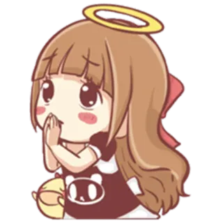 😇 천사, 애니메이션, 카와이, 소녀, 귀여운, 후광 telegram sticker