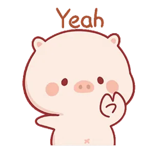 ⭐ Yeah pig, cute, animal, cartoon, happy whatsapp sticker