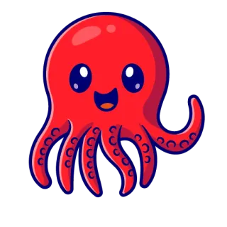 ✌️ ośmiornica, morskie stworzenie, kreskówka, ocean, zwierzę, uroczy telegram sticker