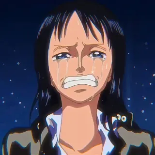 📚 Nico Robin One Piece anime, sad, crying, Nico Robin, One Piece whatsapp sticker