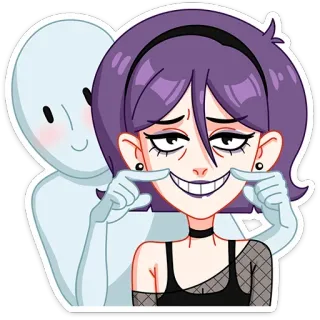 😊 sticker, lila Haare, Cartoon, Geist, süß, Figur telegram sticker