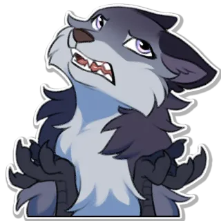 🙄 wolf, furry, shrugging, cartoon, animal telegram sticker