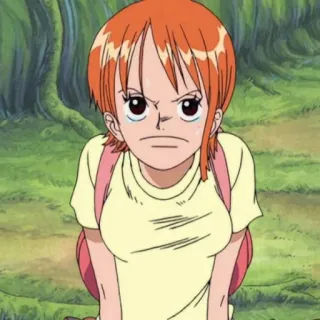 😿 Nami One Piece 动漫, 哭泣, 橙色头发, 卡通, 海盗 telegram sticker