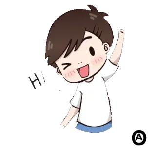 👋 Hi dibujo animado, saludo, saludando, feliz, niño telegram sticker