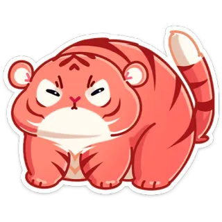 😒 tigre, fofo, animal, adesivo, laranja, desenho animado, gordinho whatsapp sticker