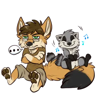 🎶 furry, cartoon, fox, raccoon, animals, anthropomorphic, friends whatsapp sticker