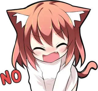 🚫 NO Anime, Catgirl, Fofo, Não, Rejeição, Desenho animado, Mangá telegram sticker