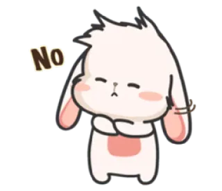 😉 No não, coelho, fofo, desenho animado, desaprovação, rejeição, negativo telegram sticker
