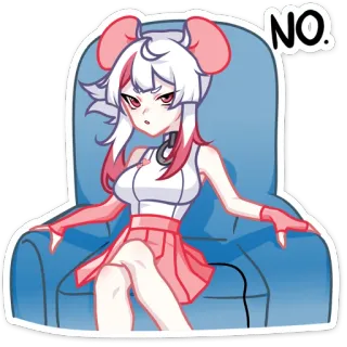 🙅‍♂️ NO. Anime, Dibujos animados, Chica, Sentada, Silla, No, Rechazo telegram sticker