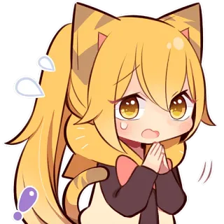 🙏 anime, catgirl, worried, pleading, nervous, cute, kawaii telegram sticker