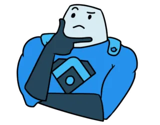 🤔 dessin animé, bleu, réflexion, super-héros, personnage, illustration whatsapp sticker