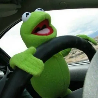 🚗 Kermit kermit, guida, pupazzo, rana, auto telegram sticker
