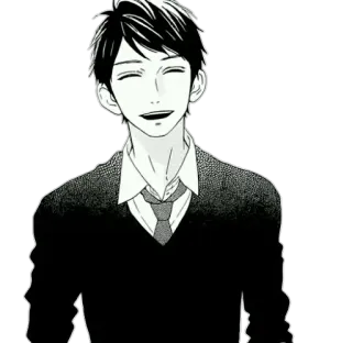😁 Anime, Manga, Cartone animato, Illustrazione, Bianco e nero telegram sticker