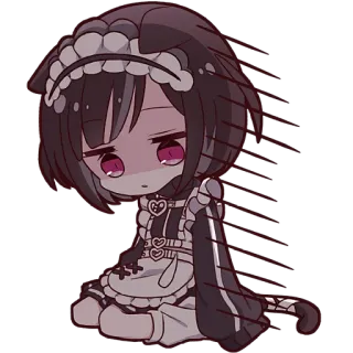 😞 Anime, Chibi, Maid, Triste, Mignon, Art numérique telegram sticker