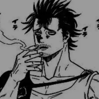 ⚫ Yami Sukehiro Black Clover Anime, Black Clover, Yami, Yami Sukehiro, Fumando, Manga, Personaje whatsapp sticker