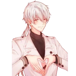 ❤️ Zen Mystic Messenger Zen, Mystic Messenger, Anime, Videospiel, Otome, Herz, Weißes Haar telegram sticker