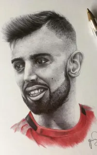🎲 Bruno Fernandes Bruno Fernandes, calcio, calcio, ritratto, disegno, opera d'arte telegram sticker