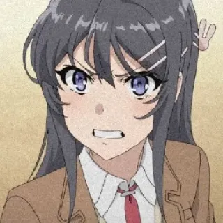 🤬 Mai Sakurajima Rascal Does Not Dream of Bunny Girl Senpai Anime, Bunny Girl Senpai, Mai Sakurajima, Arrabbiata, Ragazza anime, Personaggio telegram sticker
