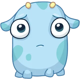😟 Dessin animé, Monstre, Mignon, Triste, Bleu, Animal whatsapp sticker