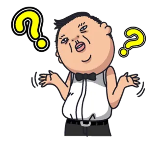 🤔 pregunta, confusión, inseguro, pajarita, encogimiento de hombros, dibujo animado whatsapp sticker