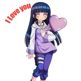 ❤️ Hinata Naruto I love you 애니메이션, 히나타 휴가, 나루토, 사랑해, 만화, 하트 telegram sticker