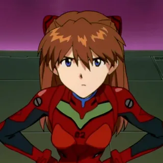 😒 Asuka Langley Sohryu Neon Genesis Evangelion anime, character, red, uniform, manga, serious telegram sticker