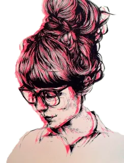 😎 woman, glasses, hairstyle, portrait, art, illustration whatsapp sticker