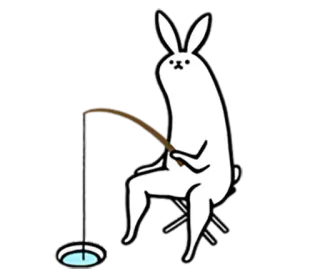 🎣 lapin, pêche, hiver, dessin animé, mignon, animal whatsapp sticker